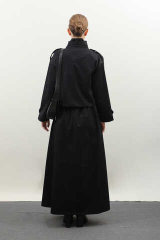 Apolet Detaylı Etek Takım Siyah - 12