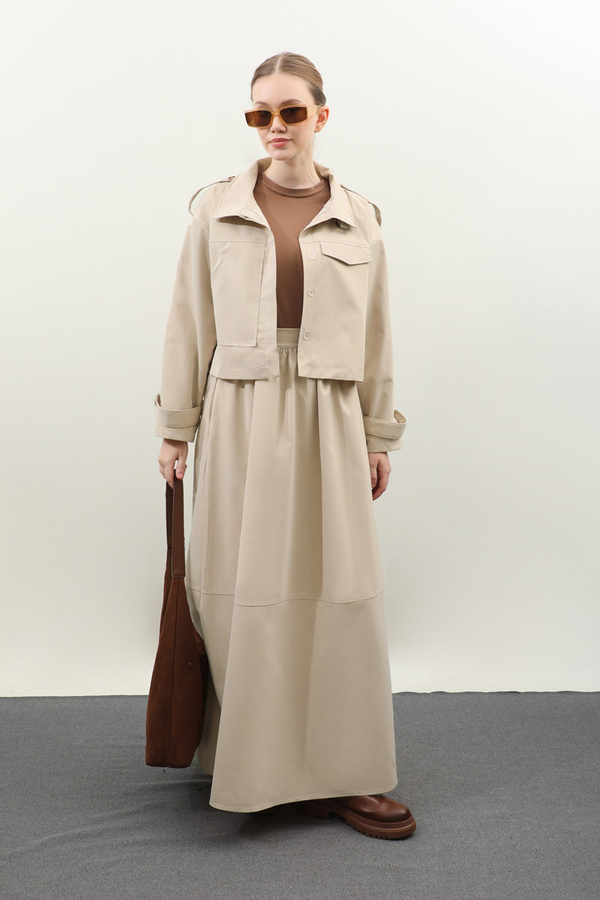 Apolet Detaylı Etek Takım Taş - 12