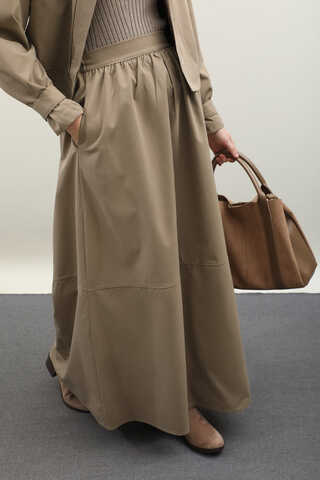 Apolet Detaylı Etek Takım Vizon - 4