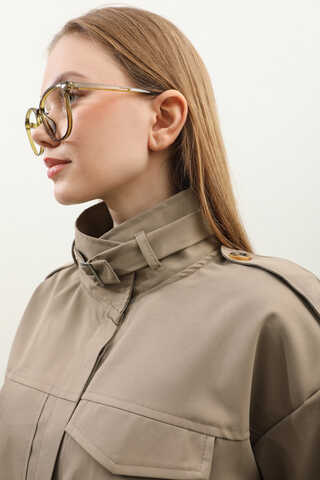 Apolet Detaylı Etek Takım Vizon - 9