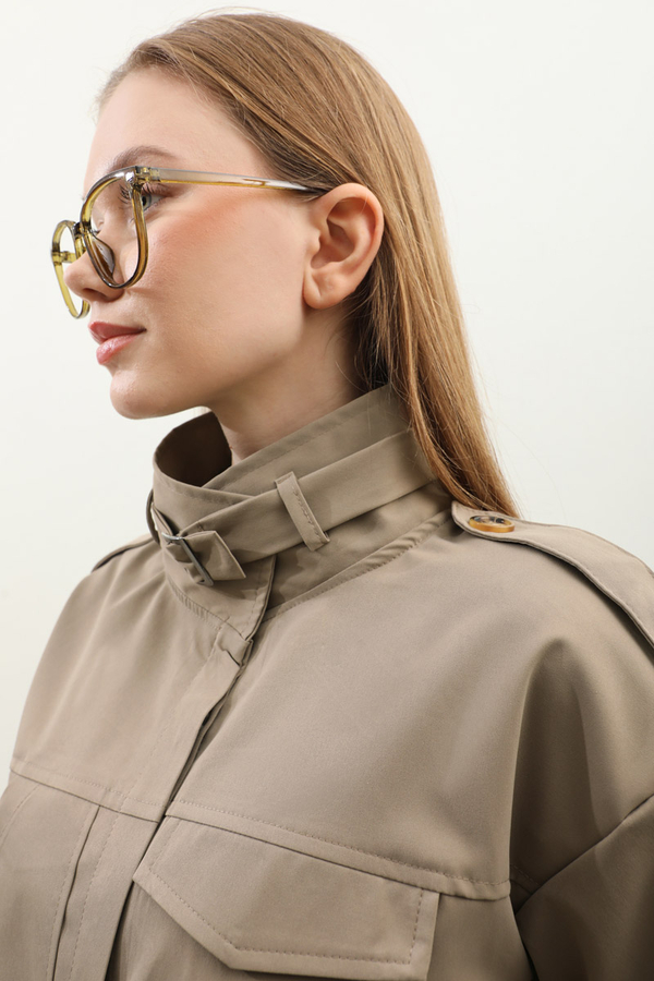 Apolet Detaylı Etek Takım Vizon - 9