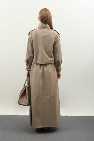 Apolet Detaylı Etek Takım Vizon - 10