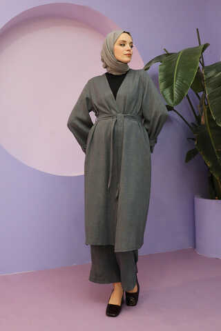 Apolet Detaylı Kuşaklı Takım Antrasit - 7