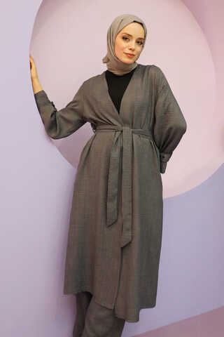 Apolet Detaylı Kuşaklı Takım Antrasit - 2