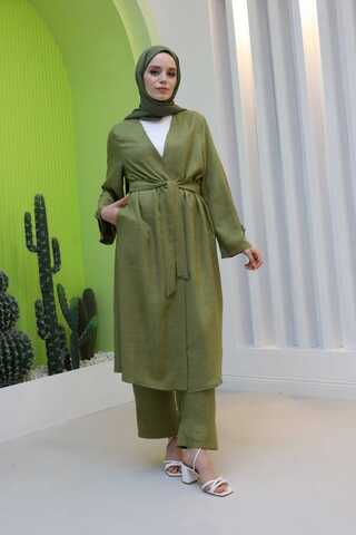 Apolet Detaylı Kuşaklı Takım Haki - 1