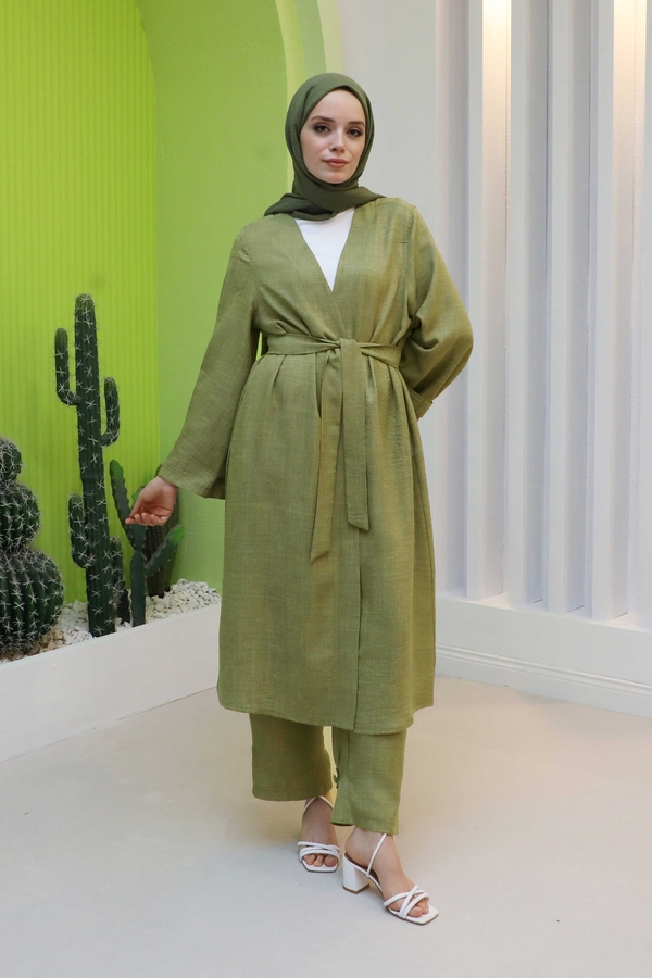 Apolet Detaylı Kuşaklı Takım Haki - 2