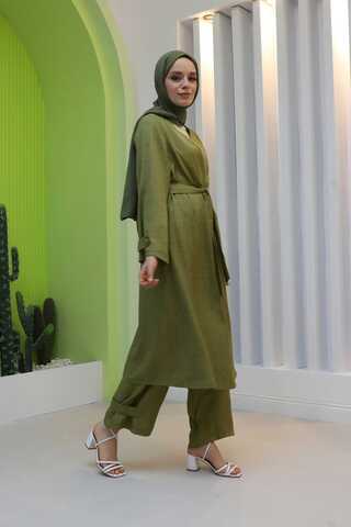 Apolet Detaylı Kuşaklı Takım Haki - 3