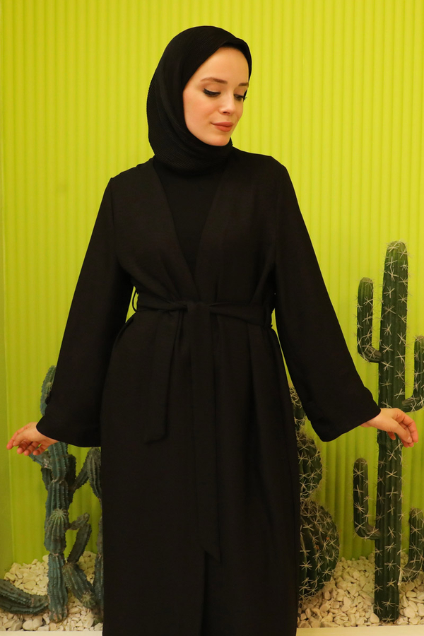 Apolet Detaylı Kuşaklı Takım Siyah - 3