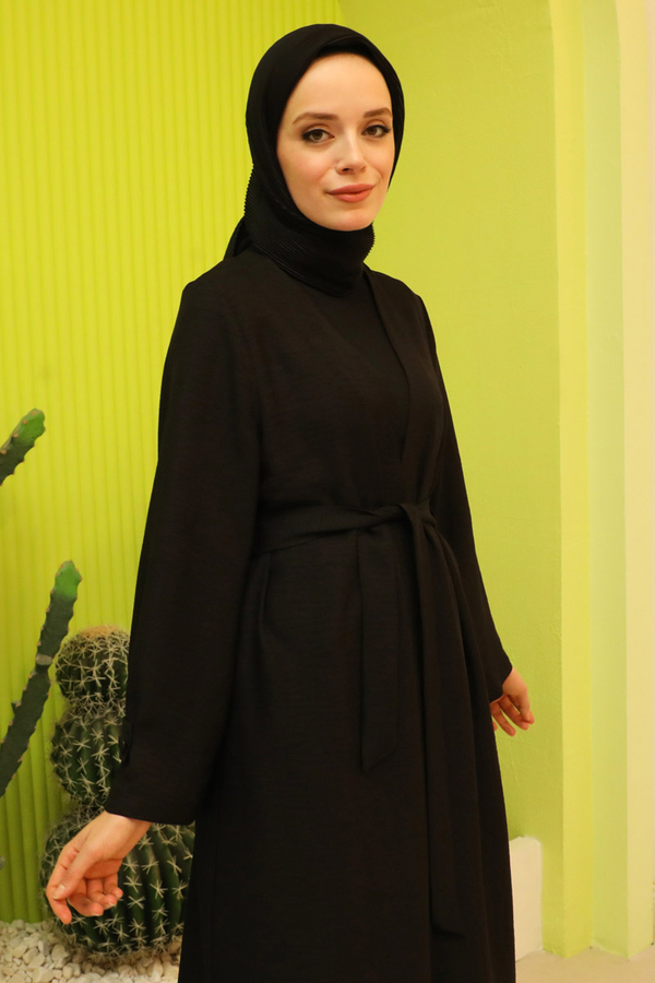 Apolet Detaylı Kuşaklı Takım Siyah - 5