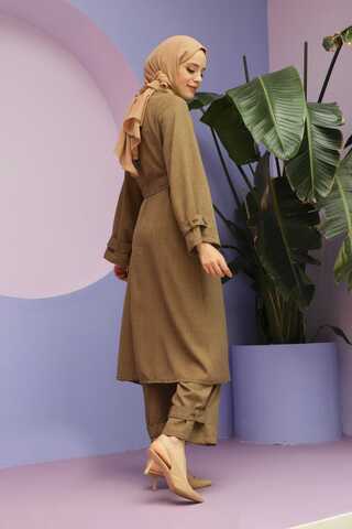 Apolet Detaylı Kuşaklı Takım Vizon - 3