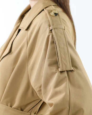 Apolet Detaylı Uzun Trenç Camel - 10