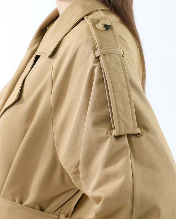 Apolet Detaylı Uzun Trenç Camel - 10