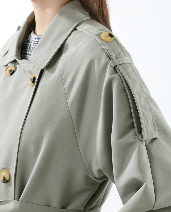 Apolet Detaylı Uzun Trenç Gri - 8