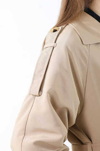 Apolet Detaylı Uzun Trenç Taş - 11