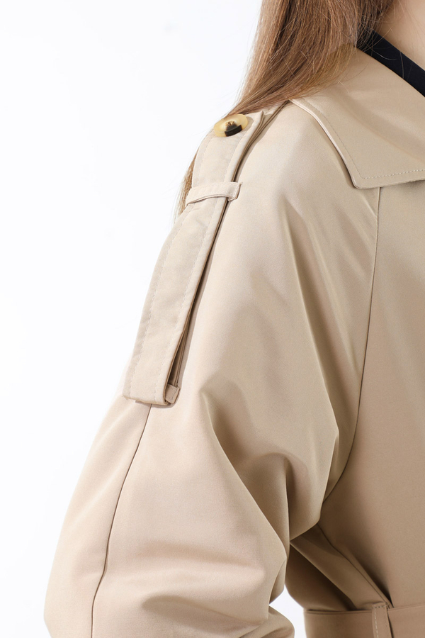 Apolet Detaylı Uzun Trenç Taş - 11