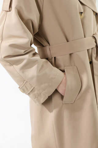 Apolet Detaylı Uzun Trenç Taş - 8