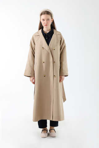 Apolet Detaylı Uzun Trenç Taş - 7