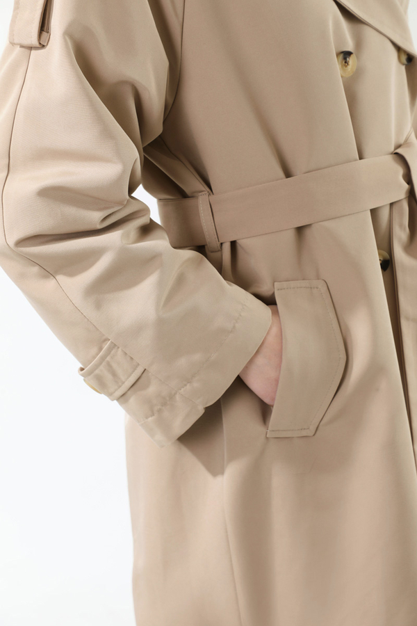 Apolet Detaylı Uzun Trenç Taş - 8