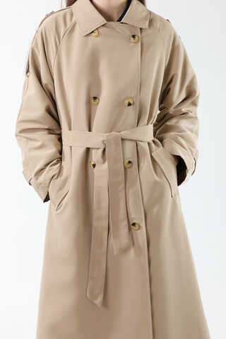 Apolet Detaylı Uzun Trenç Taş - 6