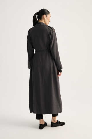 Apoletli Kruvaze Trençkot Füme - 6