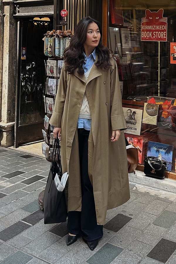 Apoletli Kruvaze Trençkot Haki - 2