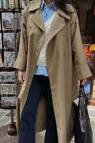 Apoletli Kruvaze Trençkot Haki - 3