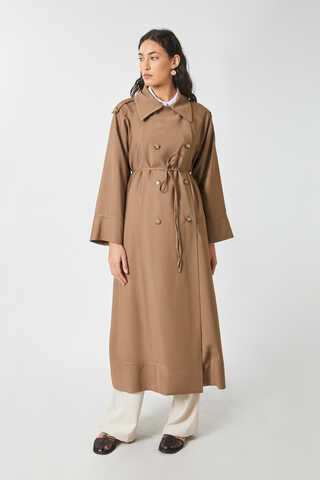 Apoletli Kruvaze Trençkot Taba - 2