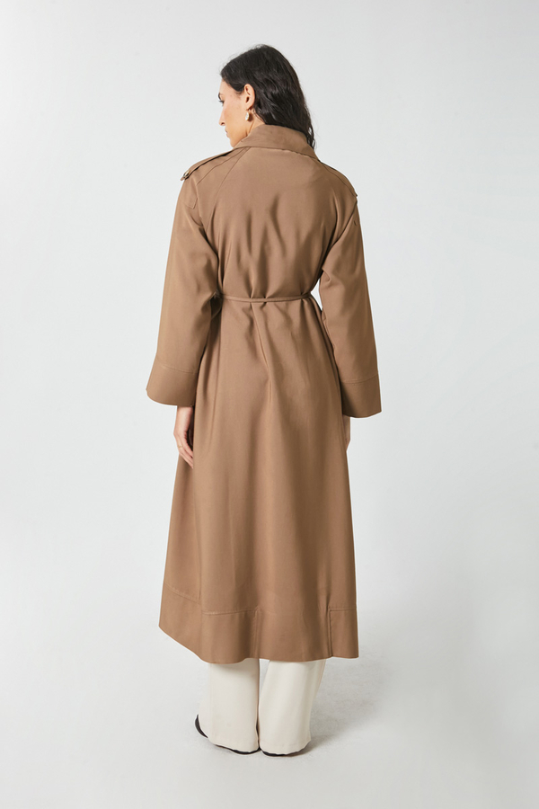 Apoletli Kruvaze Trençkot Taba - 15