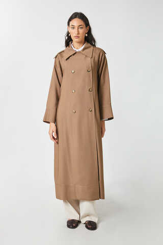 Apoletli Kruvaze Trençkot Taba - 6