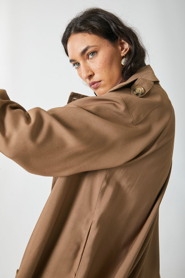 Apoletli Kruvaze Trençkot Taba - 8