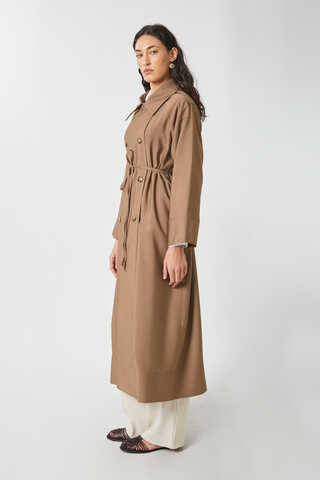 Apoletli Kruvaze Trençkot Taba - 3