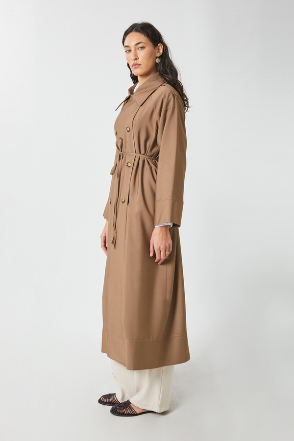 Apoletli Kruvaze Trençkot Taba - 3