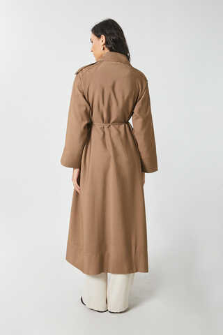 Apoletli Kruvaze Trençkot Taba - 15