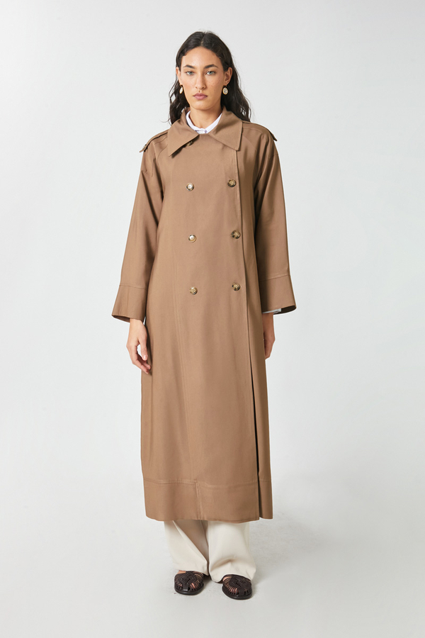 Apoletli Kruvaze Trençkot Taba - 6