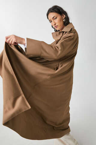 Apoletli Kruvaze Trençkot Taba - 19