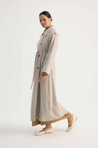 Apoletli Kruvaze Trençkot Taş - 3