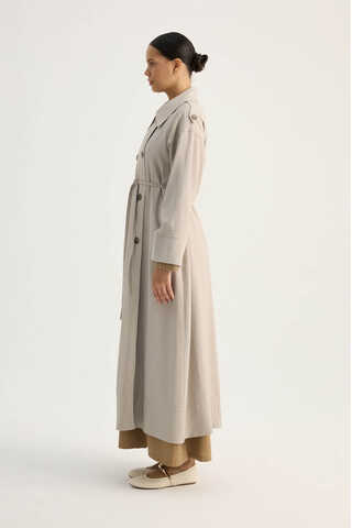 Apoletli Kruvaze Trençkot Taş - 9