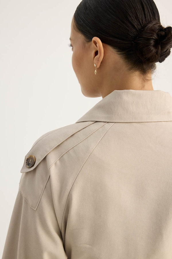 Apoletli Kruvaze Trençkot Taş - 10