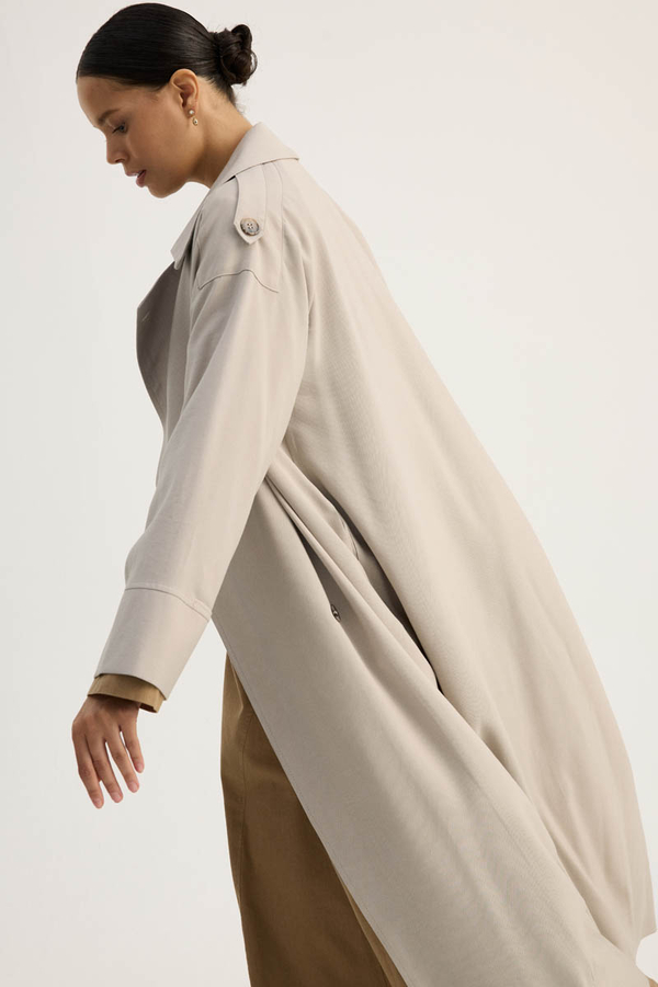 Apoletli Kruvaze Trençkot Taş - 11