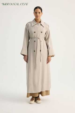 Apoletli Kruvaze Trençkot Taş - 1