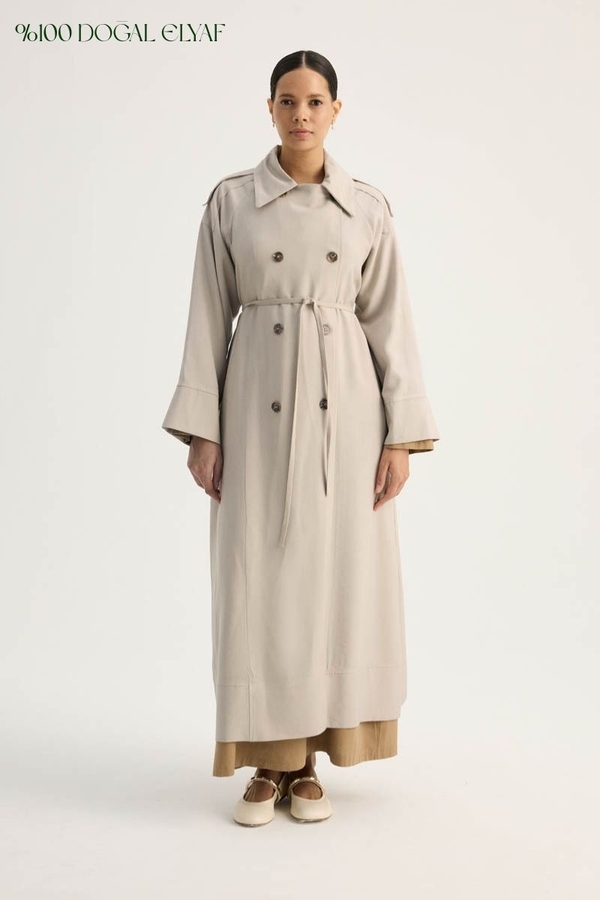 Apoletli Kruvaze Trençkot Taş 