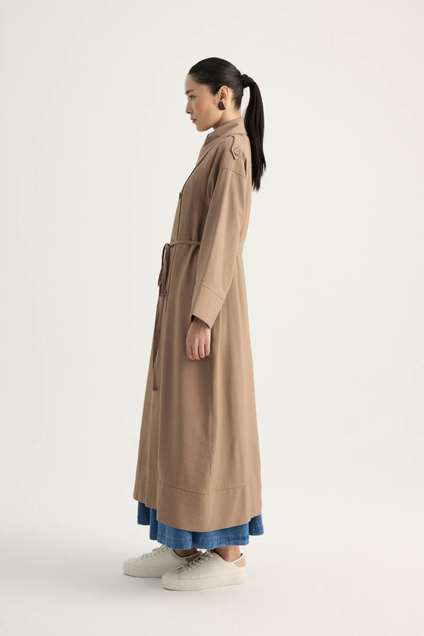 Apoletli Kruvaze Trençkot Vizon - 7