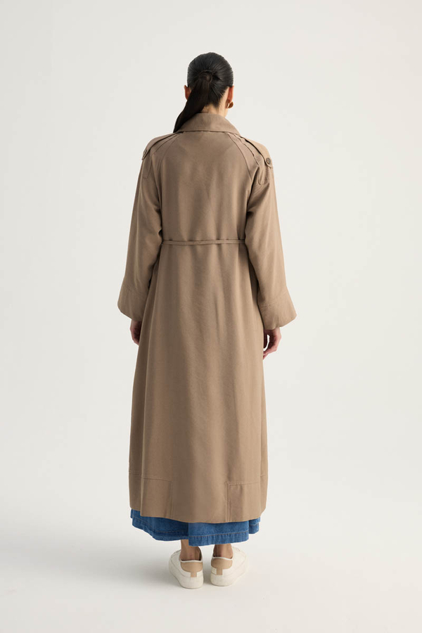 Apoletli Kruvaze Trençkot Vizon - 13