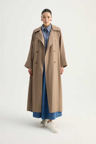 Apoletli Kruvaze Trençkot Vizon - 10