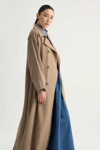 Apoletli Kruvaze Trençkot Vizon - 11