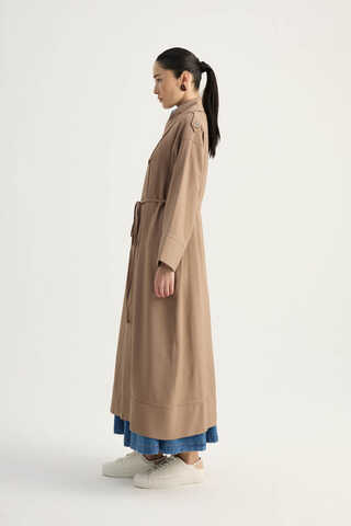 Apoletli Kruvaze Trençkot Vizon - 7