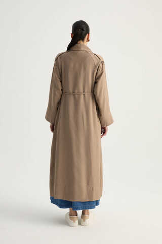 Apoletli Kruvaze Trençkot Vizon - 13