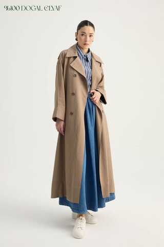 Apoletli Kruvaze Trençkot Vizon - 1