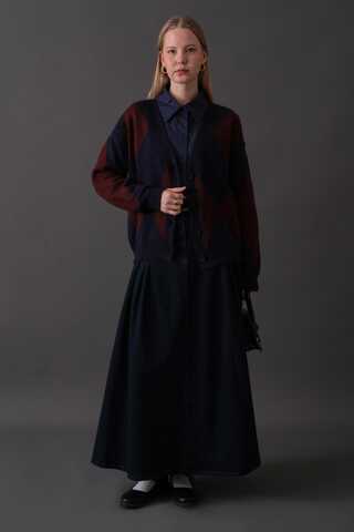 Argyle Pattern Cardigan Navy - 2