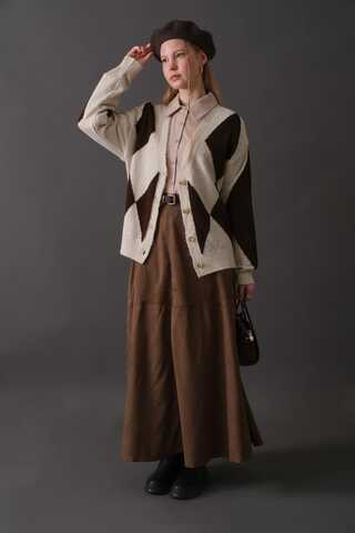 Argyle Pattern Cardigan Stone - 5